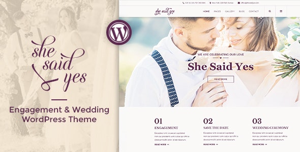 SheSaidYes - Engagement &amp; Wedding WordPress Theme