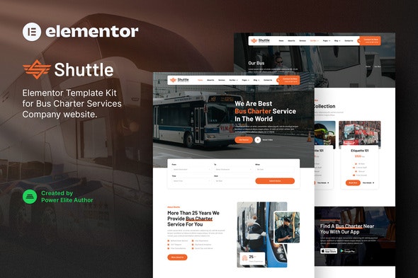 Shuttle – Bus Charter Service &amp; Transport Company Elementor Template Kit