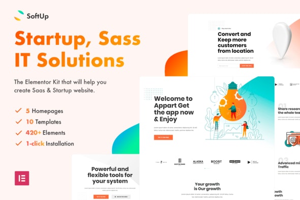 SoftUp - Saas &amp; Startup Elementor Template Kit