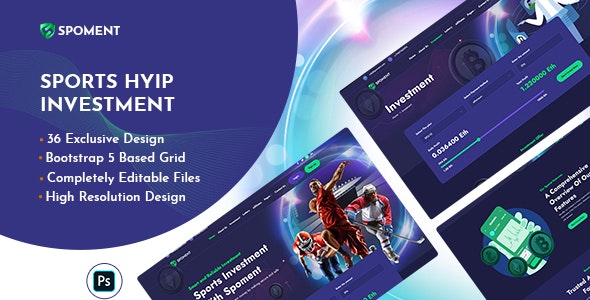 Spoment - Sports Hyip Investment PSD Template