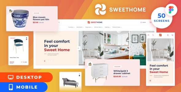 SweetHome – Desktop&amp;Mobile eCommerce Figma Template
