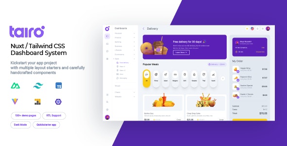 Tairo - Multipurpose Nuxt Tailwind CSS Dashboard System