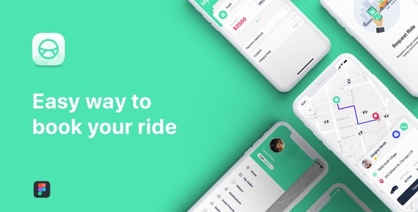 Taxi Booking App UI Kit for Figma