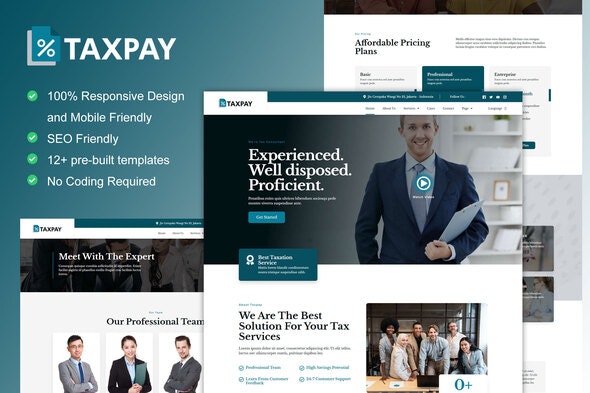TaxPay -  Advisor &amp; Financial Consulting Elementor Template Kit