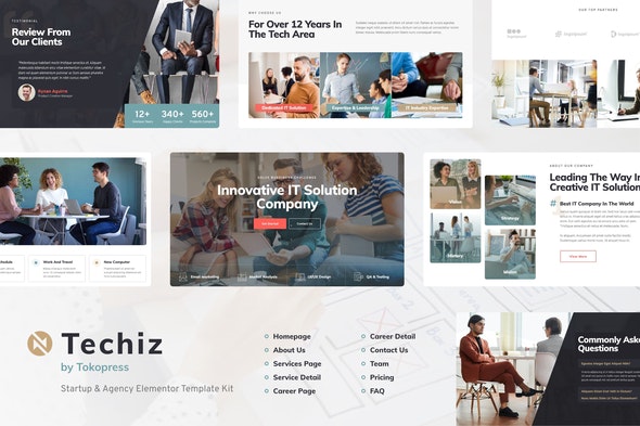 Techiz | IT Solutions &amp; Services Company Elementor Template Kit