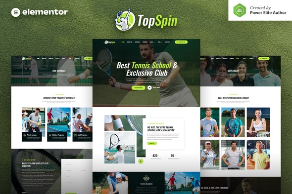 TopSpin – Tennis School &amp; Sports Club Elementor Template Kit