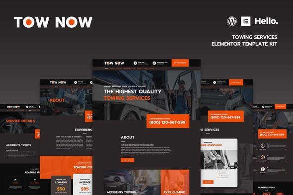 Tow Now - Towing Services Elementor Template Kit