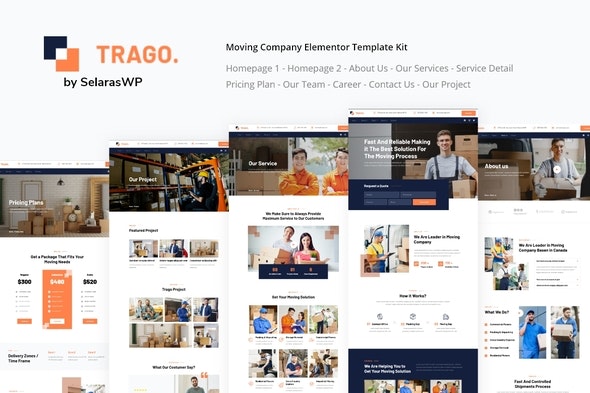 Trago - Movers &amp; Packers Service Elementor Template Kit