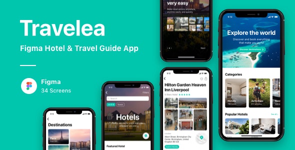 Travelea - Figma Hotel &amp; Travel Guide App