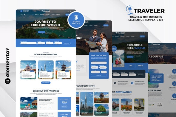 Traveler – Travel &amp; Trip Business Elementor Template Kit