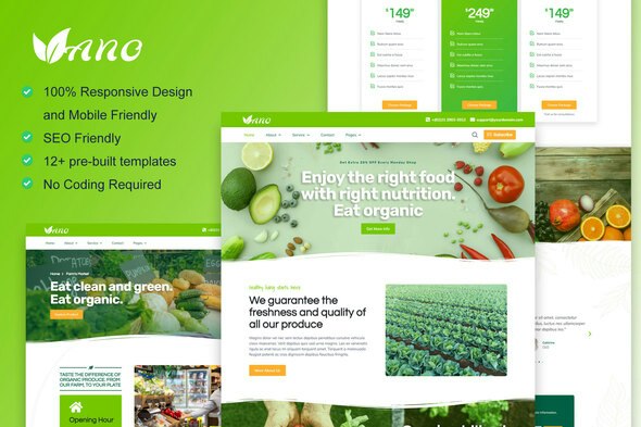 Vano - Organic Food &amp; Agriculture Elementor Template Kit