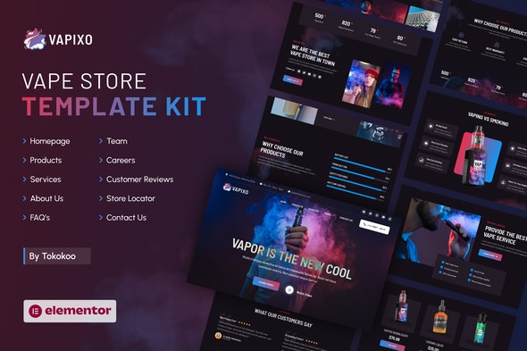Vapixo | Vape Store Elementor Pro Template Kit