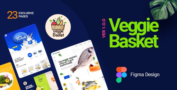 VeggieBasket | A Online Vegetable, Fish, Meat, Dairy Product and Wine Shop Figma Template