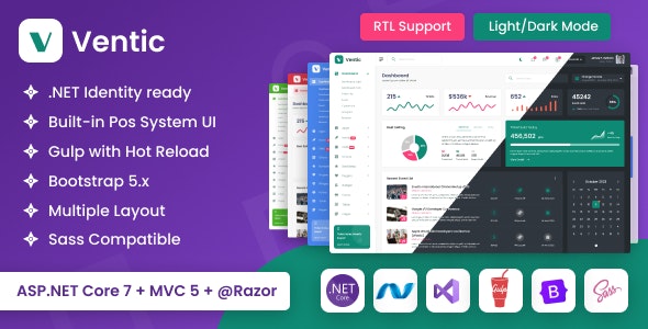 Ventic – ASP.NET Core &amp; MVC Bootstrap Admin Dashboard Template