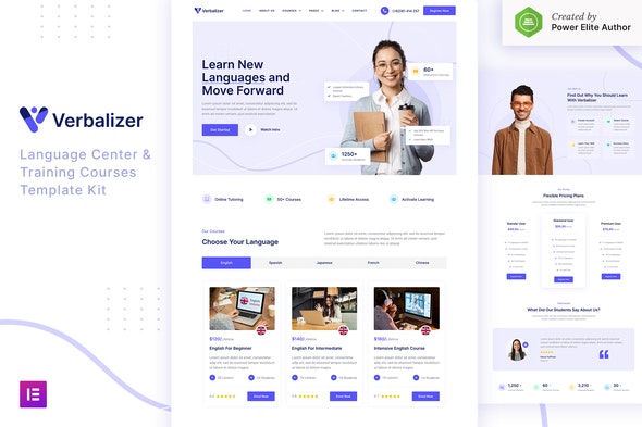 Verbalizer – Language Courses &amp; Learning Center Elementor Template Kit
