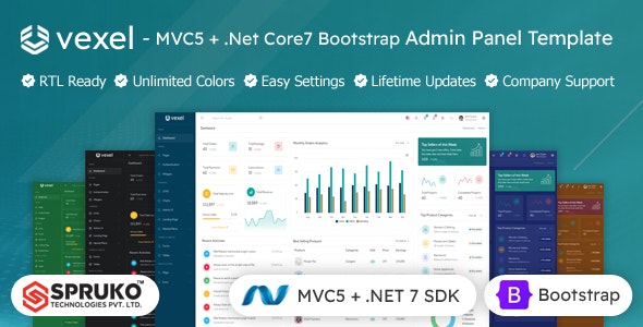 Vexel - ASP Net MVC5 &amp; Core7 Admin Dashboard Template