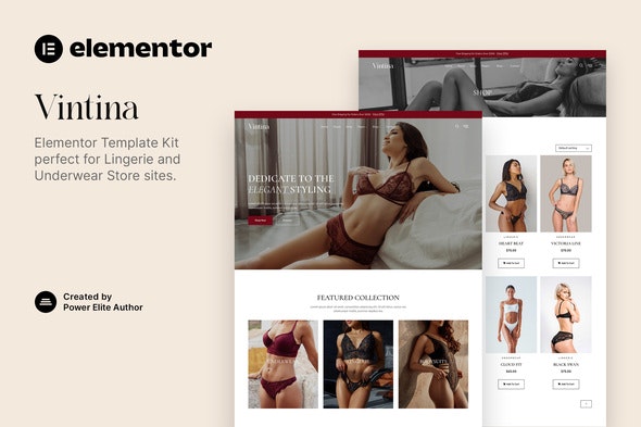 Vintina – Lingerie &amp; Underwear Store Elementor Template Kit
