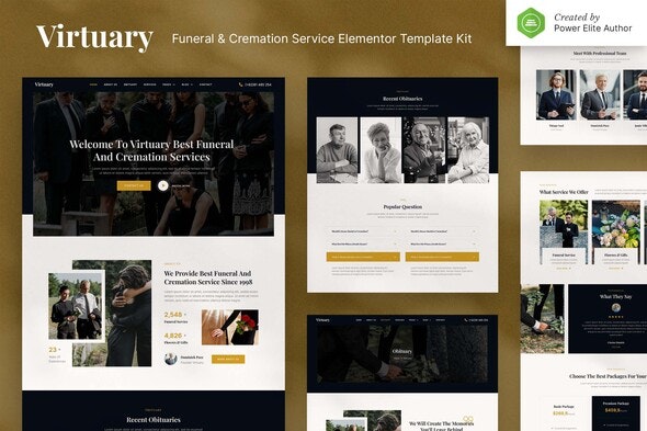 Virtuary - Funeral &amp; Cremation Services Elementor Template Kit