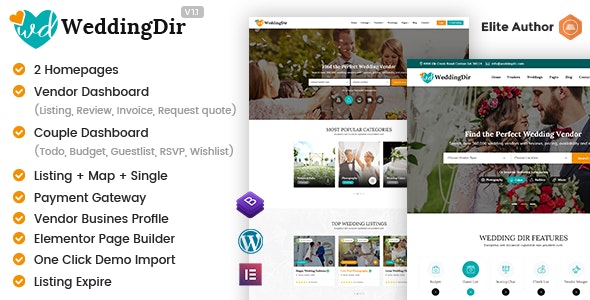 WeddingDir - Directory &amp; Listing WordPress Theme for Vendor / Supplier