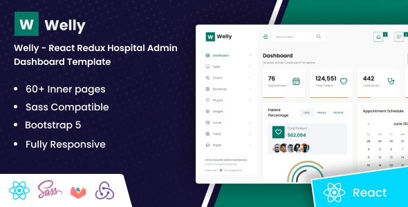 Welly - React Redux Hospital Admin Dashboard Template