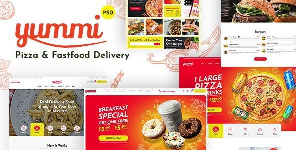 Yummy - Fast Food Delivery Restaurant PSD Template