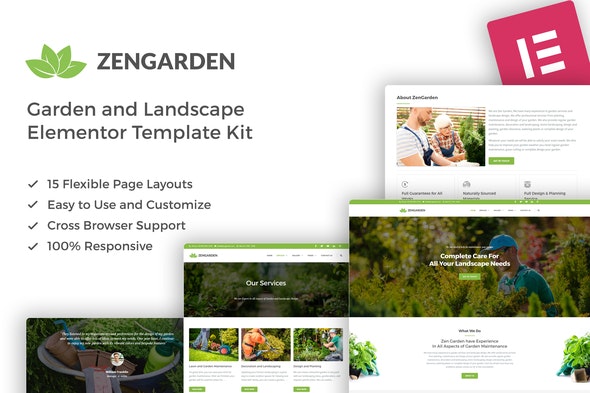 ZenGarden - Garden &amp; Landscape Elementor Template Kit