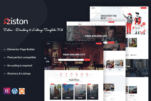 Ziston - Directory &amp; Listings Elementor Template Kit