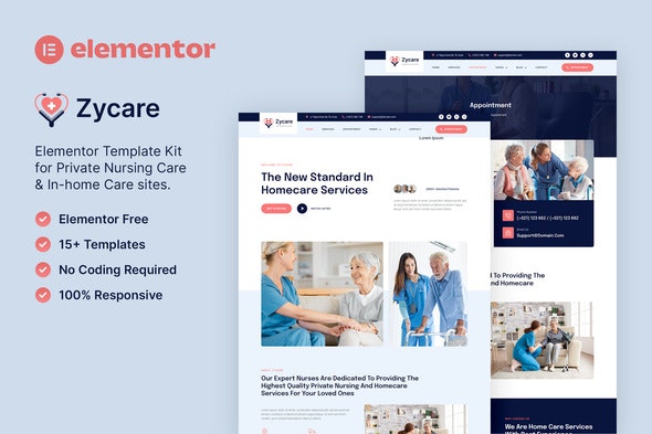 Zycare – In-home Care &amp; Private Nursing Agency Elementor Template Kit